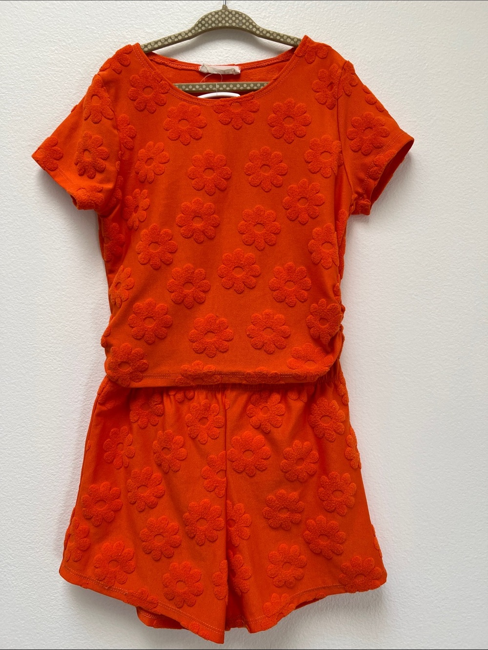 Orange Floral Textured Short Set size:girls M 7-8